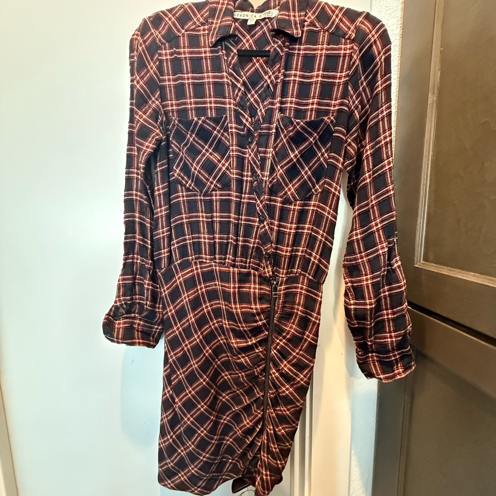 Veronica Beard Plaid Button-Up Shirt Dress Size 0